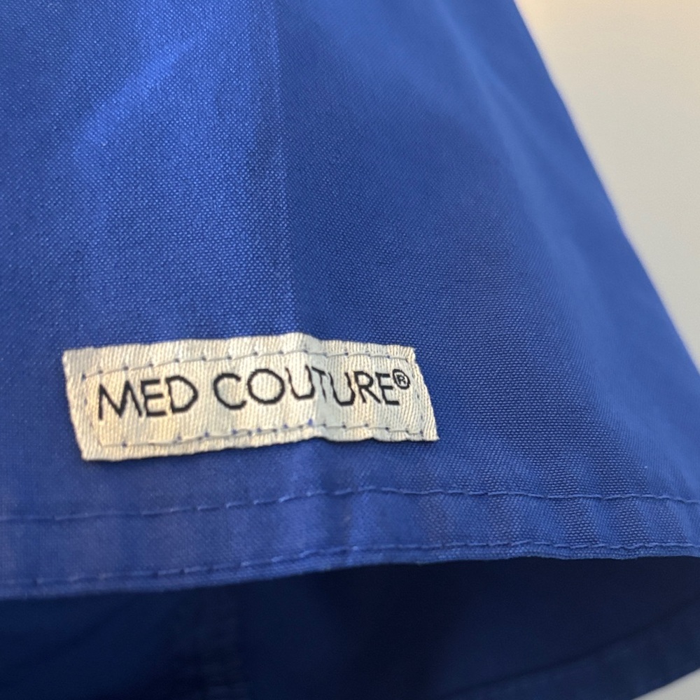 Med Couture Royal Blue V-Neck Scrub Top Medium Style 8587 Set of 2 - Picture 3 of 7
